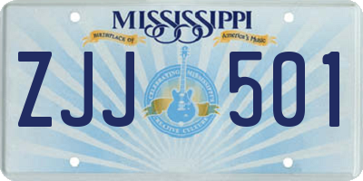 MS license plate ZJJ501
