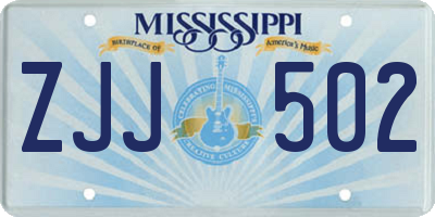 MS license plate ZJJ502