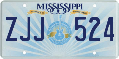 MS license plate ZJJ524