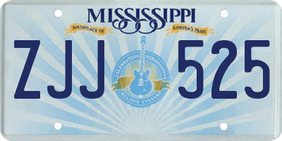 MS license plate ZJJ525