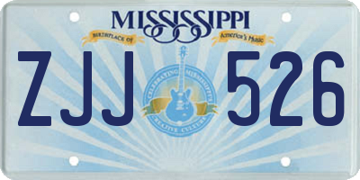 MS license plate ZJJ526