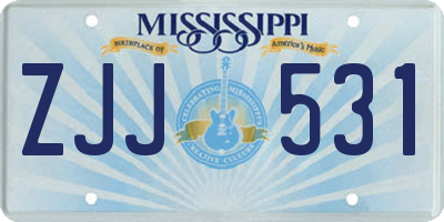 MS license plate ZJJ531