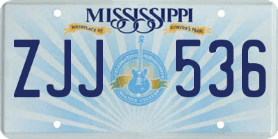 MS license plate ZJJ536