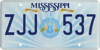 MS license plate ZJJ537