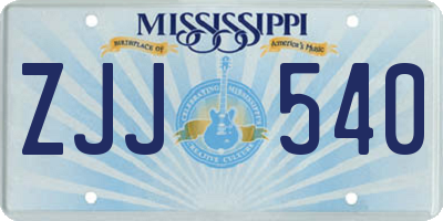 MS license plate ZJJ540
