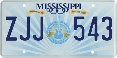 MS license plate ZJJ543
