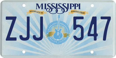 MS license plate ZJJ547