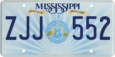 MS license plate ZJJ552
