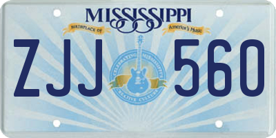 MS license plate ZJJ560