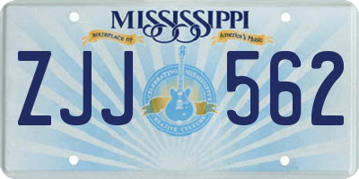 MS license plate ZJJ562