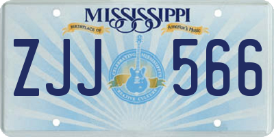 MS license plate ZJJ566