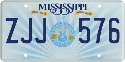 MS license plate ZJJ576