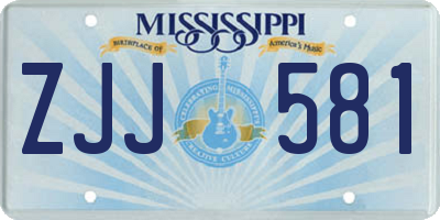 MS license plate ZJJ581