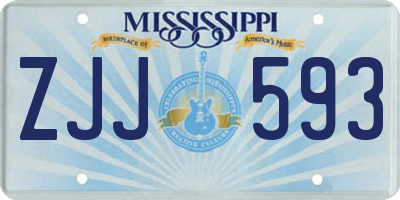 MS license plate ZJJ593