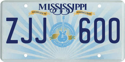 MS license plate ZJJ600