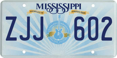 MS license plate ZJJ602