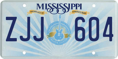 MS license plate ZJJ604