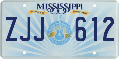 MS license plate ZJJ612