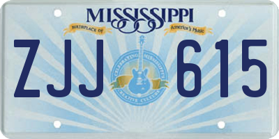 MS license plate ZJJ615