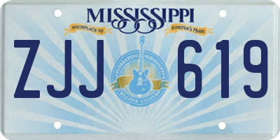 MS license plate ZJJ619