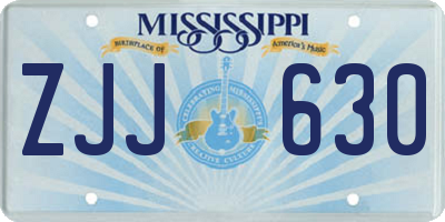 MS license plate ZJJ630