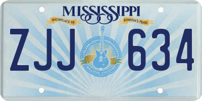 MS license plate ZJJ634