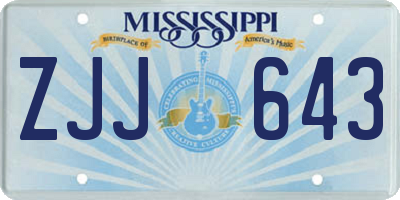 MS license plate ZJJ643