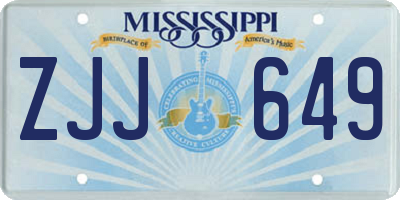 MS license plate ZJJ649