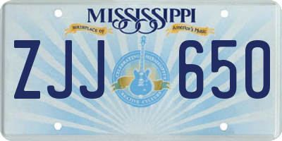 MS license plate ZJJ650