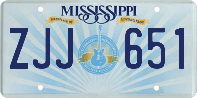 MS license plate ZJJ651