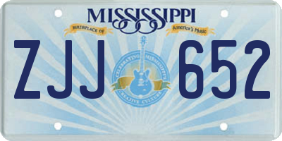 MS license plate ZJJ652