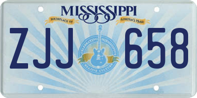 MS license plate ZJJ658