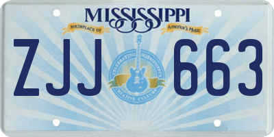 MS license plate ZJJ663