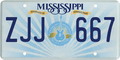 MS license plate ZJJ667