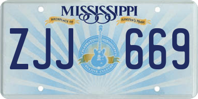 MS license plate ZJJ669