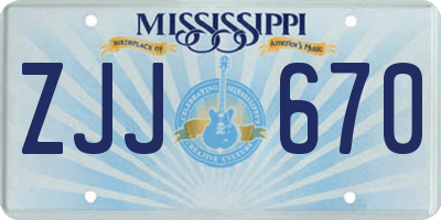 MS license plate ZJJ670