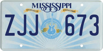 MS license plate ZJJ673