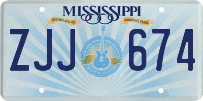 MS license plate ZJJ674
