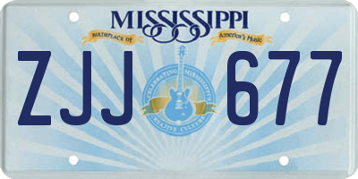 MS license plate ZJJ677