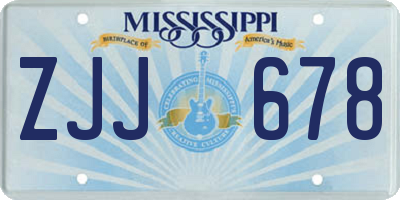 MS license plate ZJJ678