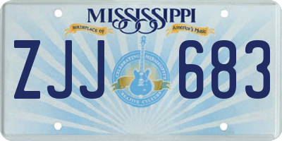 MS license plate ZJJ683