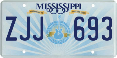 MS license plate ZJJ693