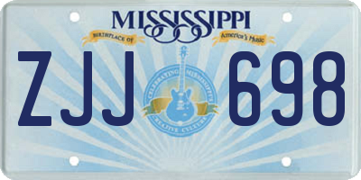 MS license plate ZJJ698