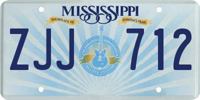 MS license plate ZJJ712