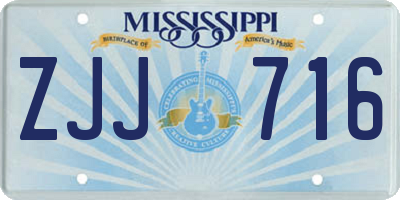 MS license plate ZJJ716