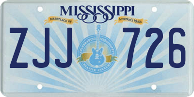 MS license plate ZJJ726