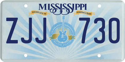 MS license plate ZJJ730