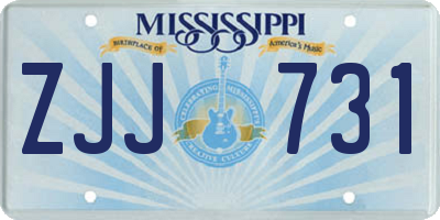 MS license plate ZJJ731