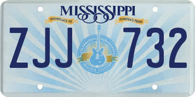 MS license plate ZJJ732