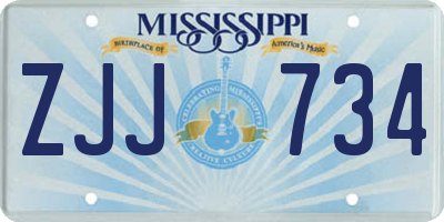 MS license plate ZJJ734